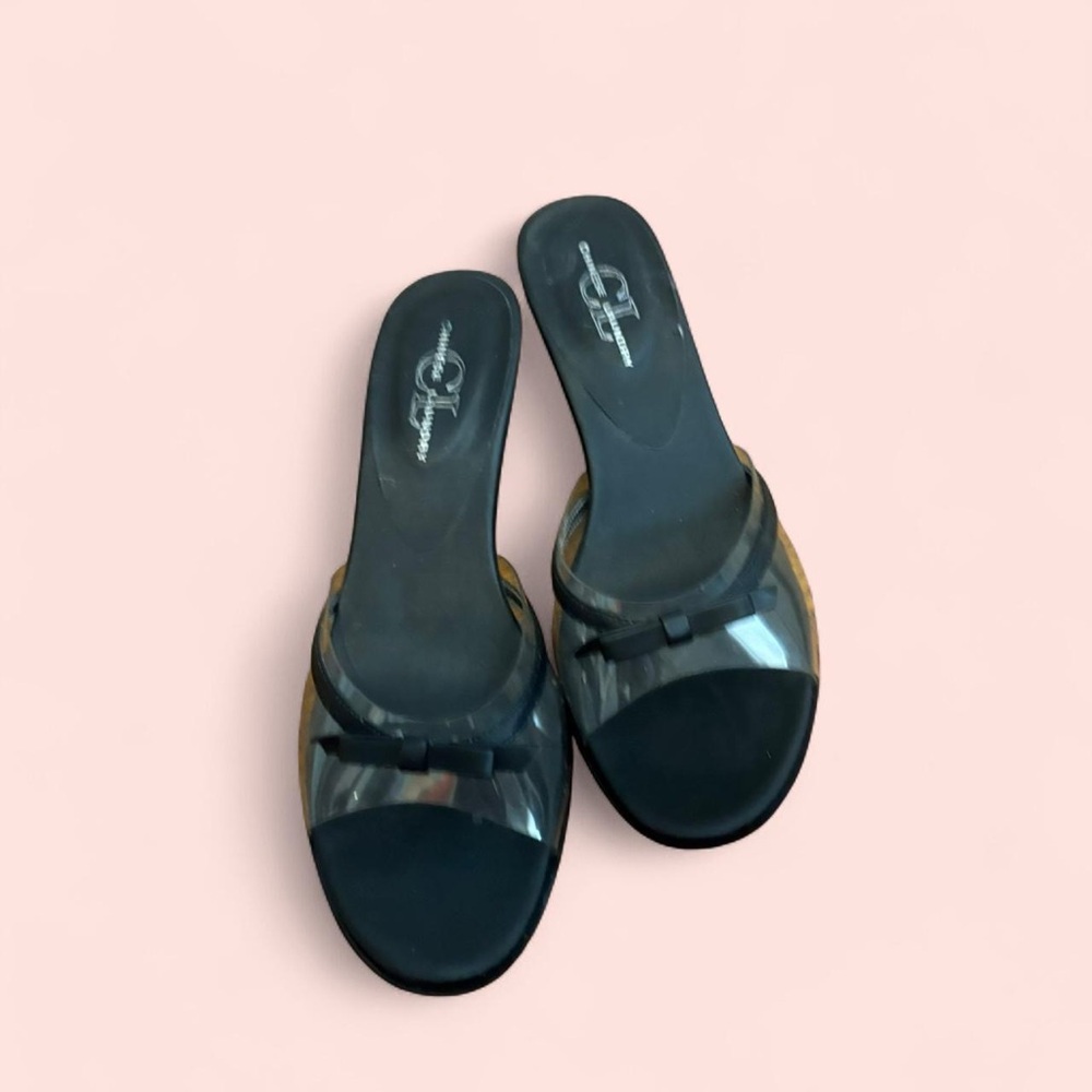 Y2K kitten heels Vintage 90s Y2K kitten heel mules with bow detail women’s 8.5 - Picture 4 of 8